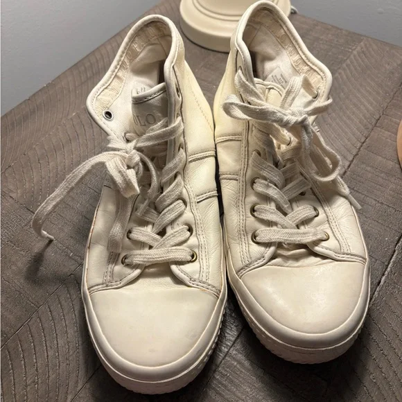Polo Ralph Lauren Cream High-Top Sneakers - Picture 1 of 8
